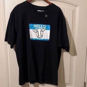Uniqlo Black Tee with Blue Graphic